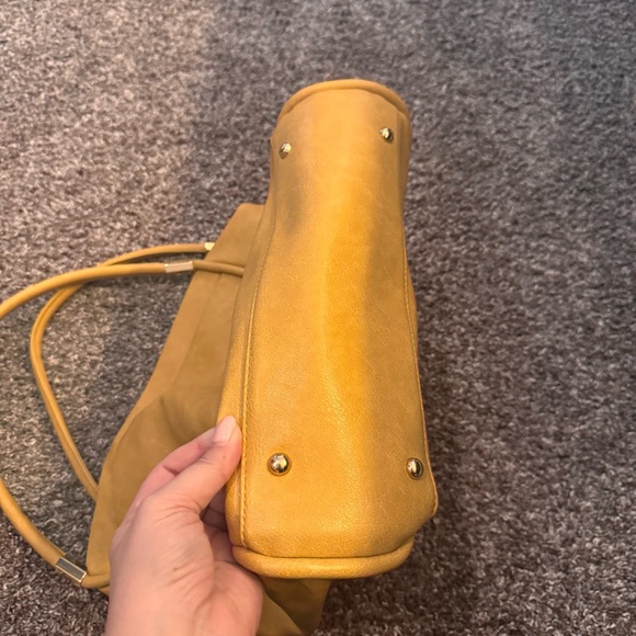 Mustard Yellow‎ Faux Leather Urban Expressions Work Tote Purse Bag - Picture 7 of 7